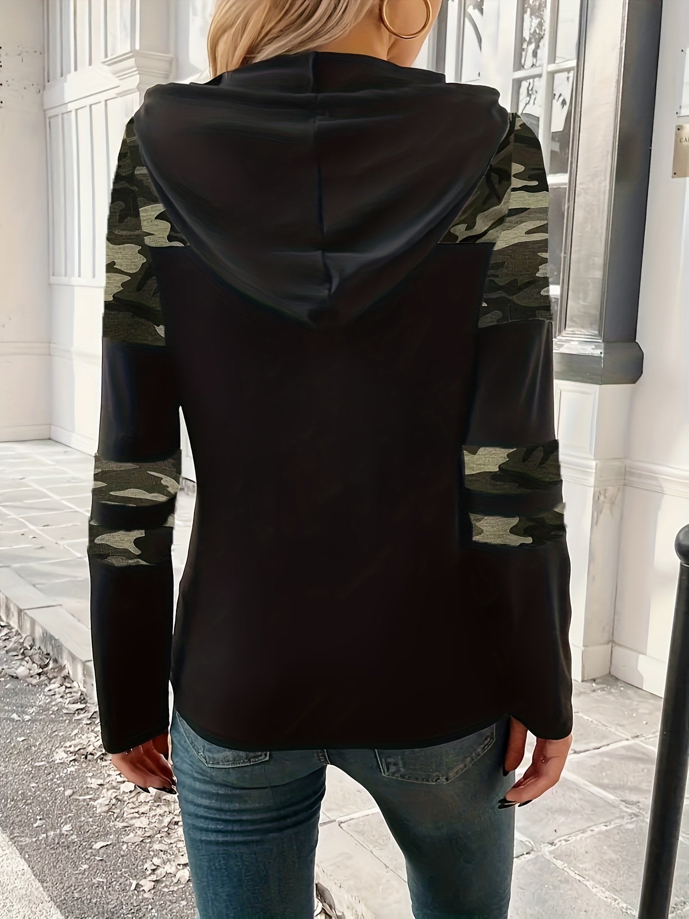 Women'S Long Sleeve Printed T-Shirt Hoodie, Fall Winter Outfit