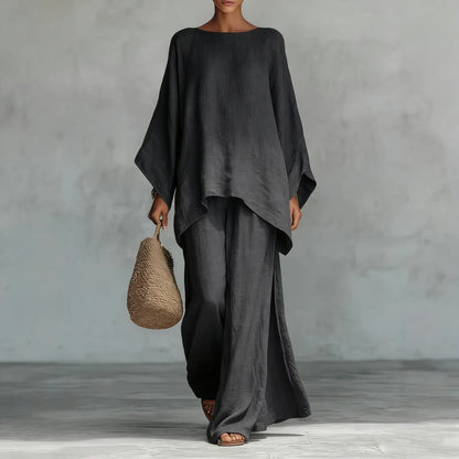 Evangeline | Women's Asymmetrical Top Wide Leg Pants Set