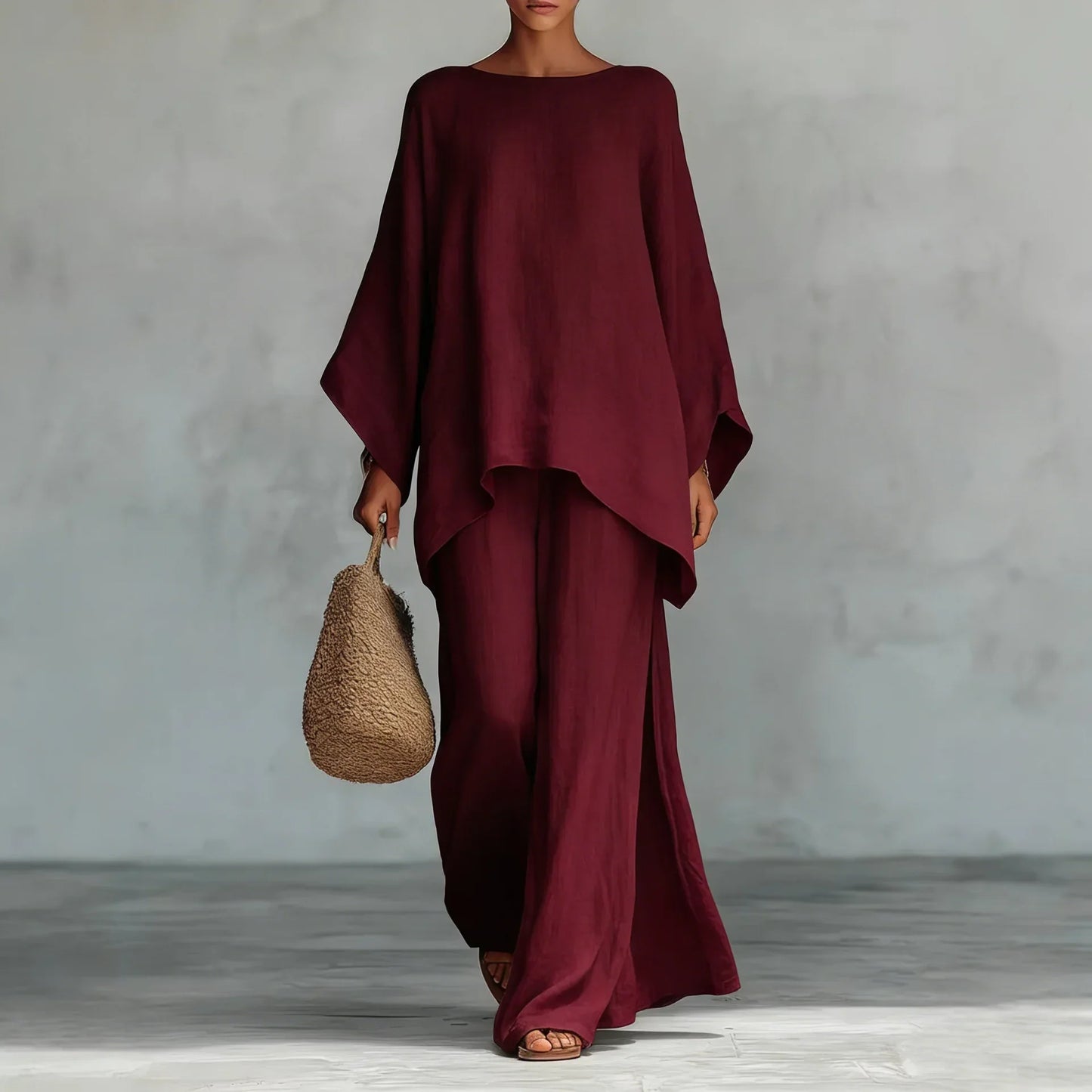 Evangeline | Women's Asymmetrical Top Wide Leg Pants Set