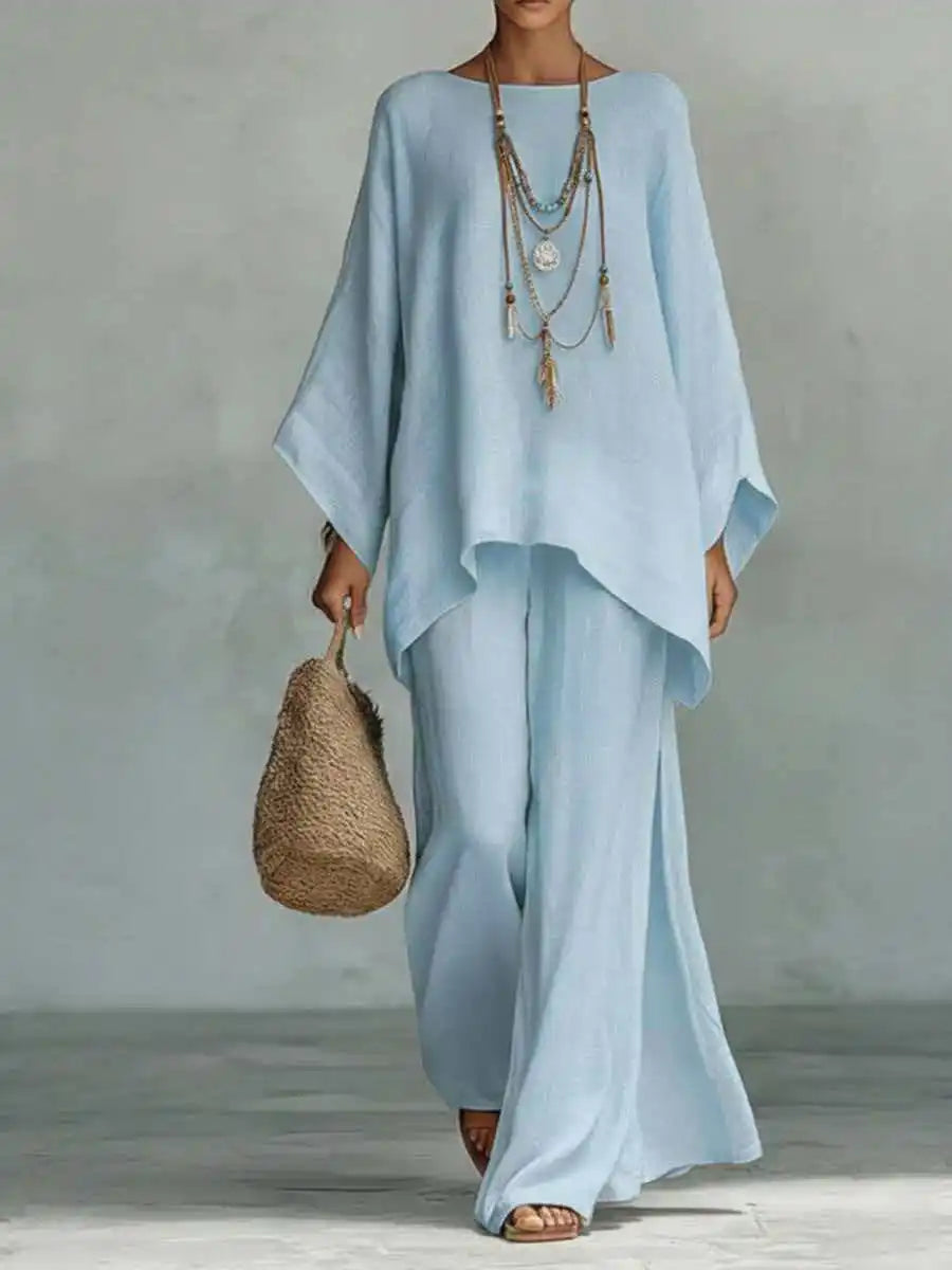 Evangeline | Women's Asymmetrical Top Wide Leg Pants Set