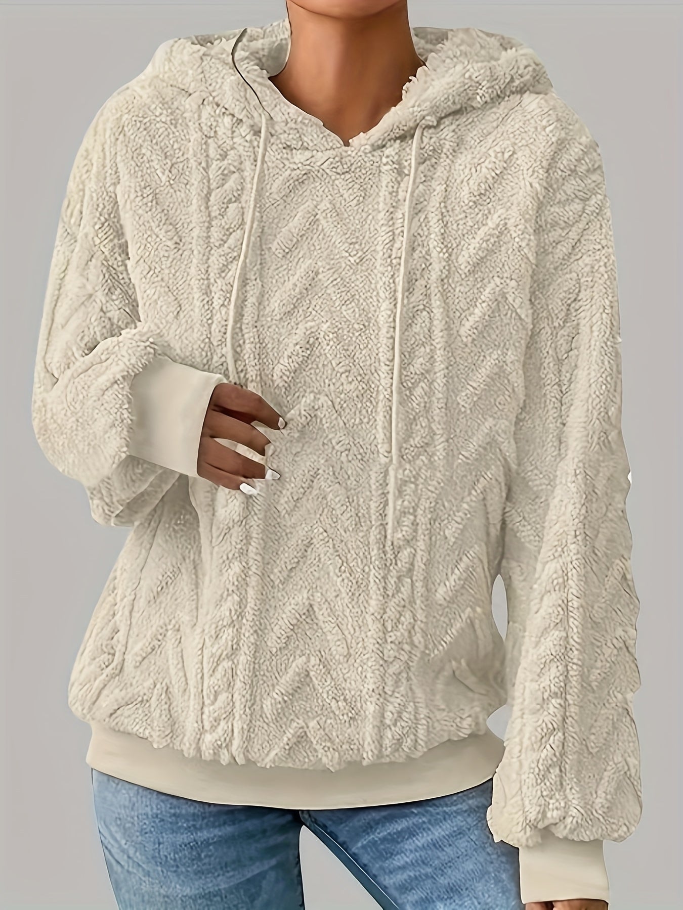 2025 Autumn And Winter Women'S New Fleece-Lined Comfortable Casual Solid Color Hoodie
