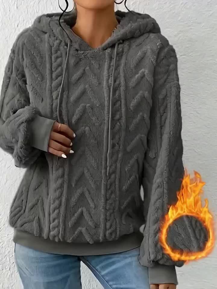 2025 Autumn And Winter Women'S New Fleece-Lined Comfortable Casual Solid Color Hoodie