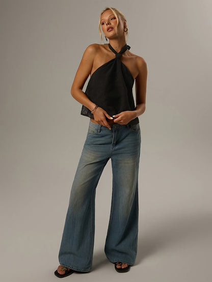 Targeted - Women'S Spring/Summer Solid Color Sexy Minimalist Casual Daily Wear Sleeveless Slim Fit Halter Top Vest