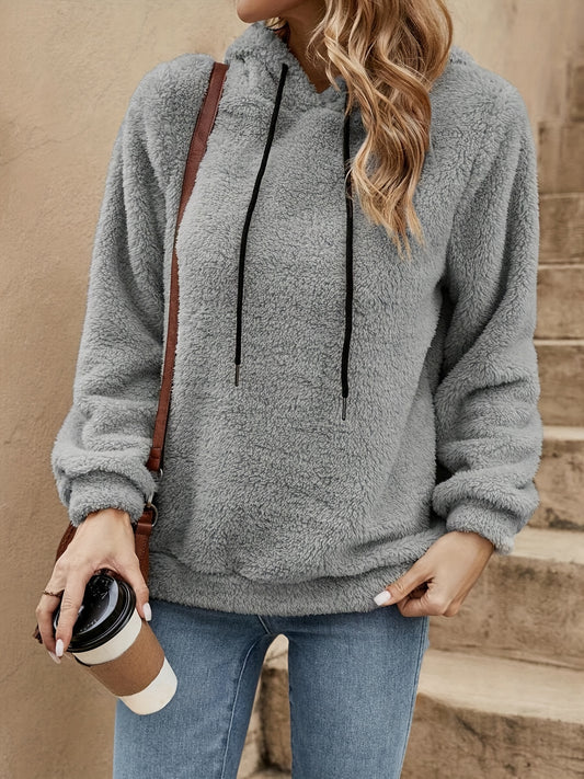 Comfortable Sherpa Fleece Hoodie for Women with Drawstring Hood Long Sleeve Kangaroo Pocket Relaxed Style