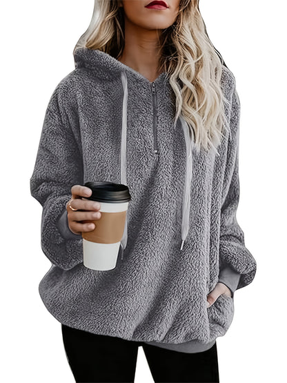 Women'S Fleece Pullover Hoodie with Pockets Fuzzy Sweater Vika Direct
