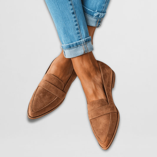Effortless Suede Penny Loafer for Women with Pointed Toe Flat Sole Everyday Style