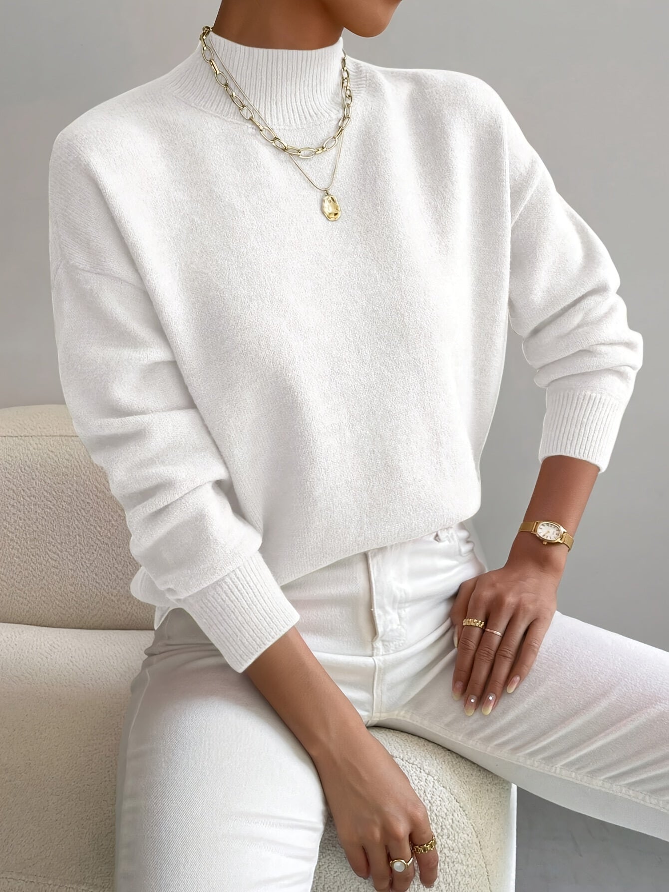 Women's Sweater | Crew Neck with Ribbed Cuff