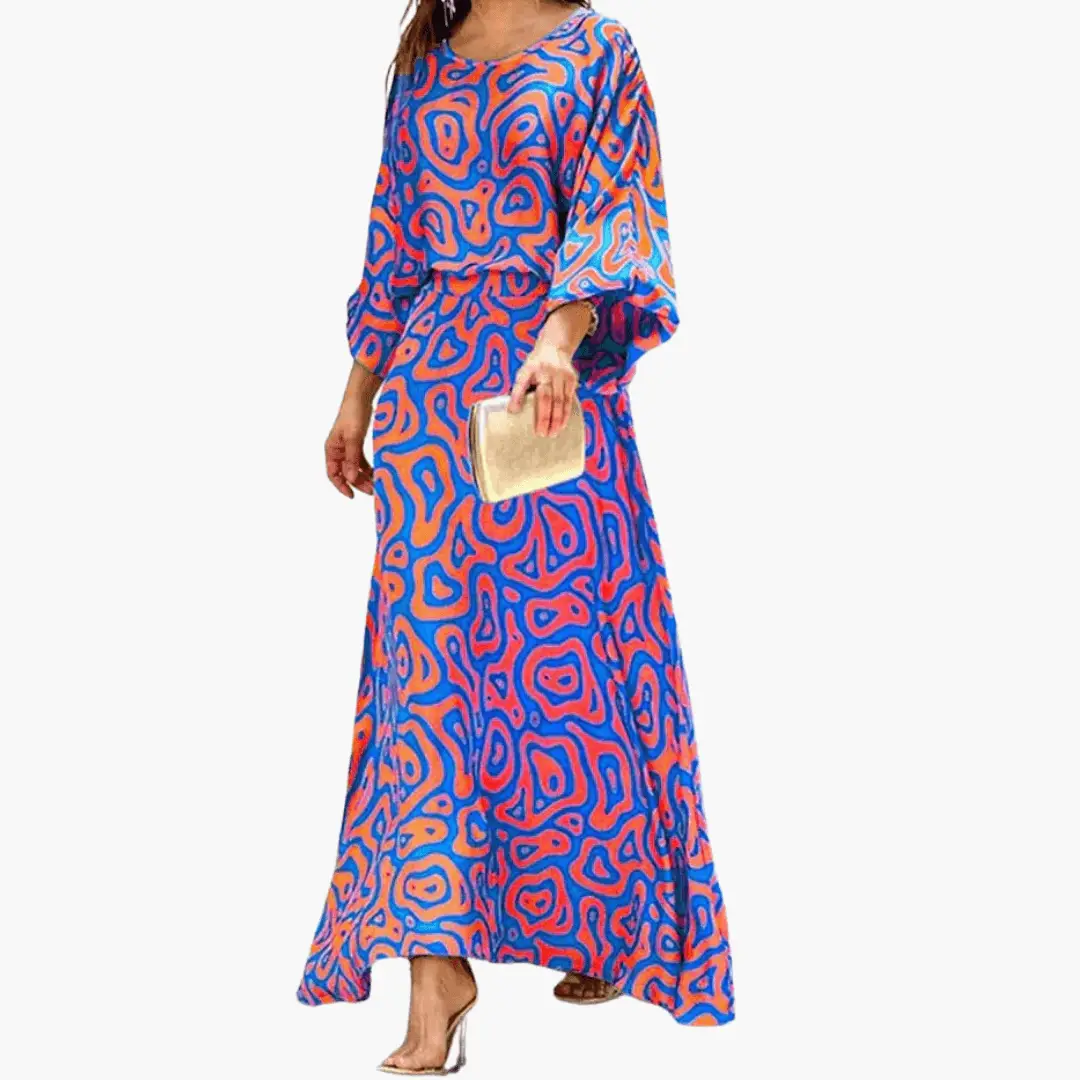 Saoirse | Women's Abstract Print 3/4 Sleeve Maxi Dress
