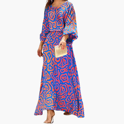 Saoirse | Women's Abstract Print 3/4 Sleeve Maxi Dress