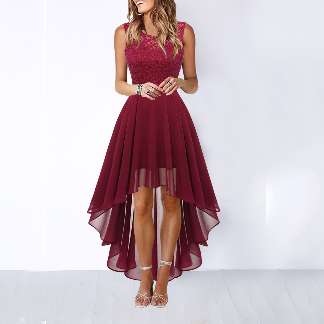 Vanya | Women's Lace High Low Sleeveless Midi Dress