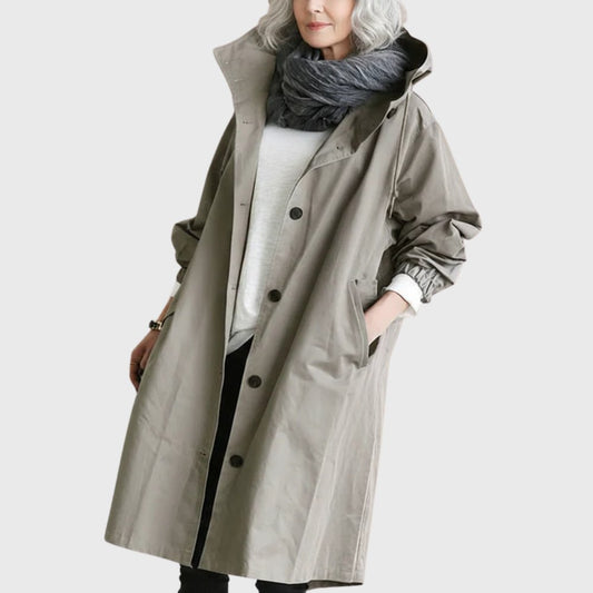 Effortless Cotton Trench Coat for Women with Hooded Long Sleeve Oversized Longline Casual Style