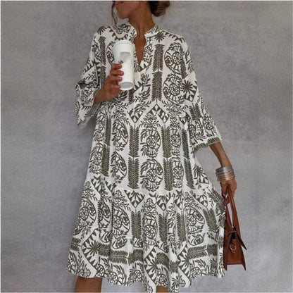 Xanthe | Women's Printed Collared Shirt Dress
